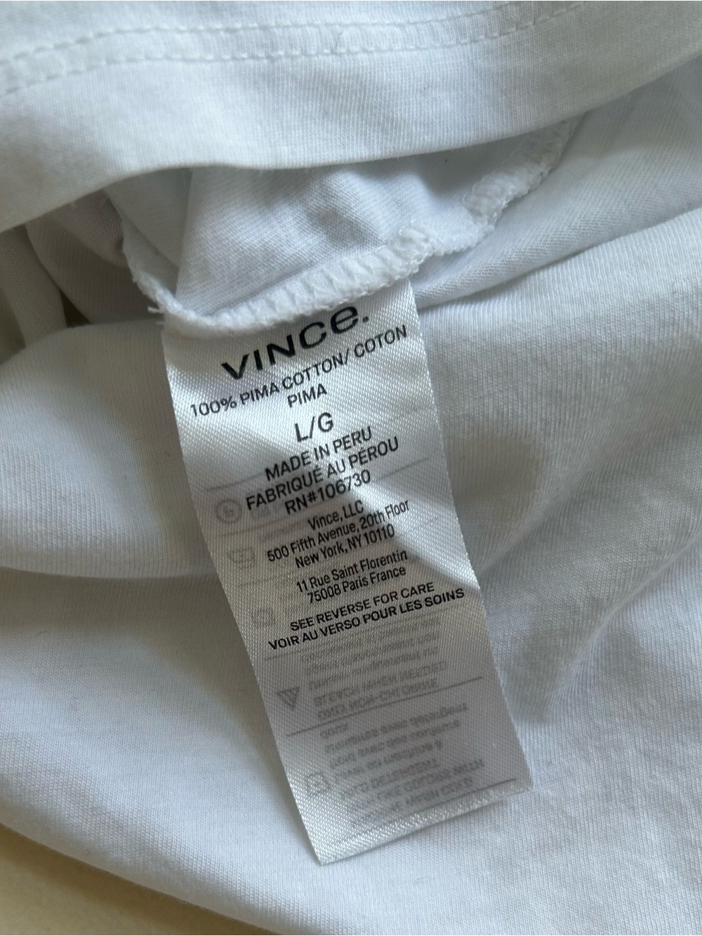 Vince Men’s Short Sleeve Crew T-Shirt - White size L - Picture 6 of 6